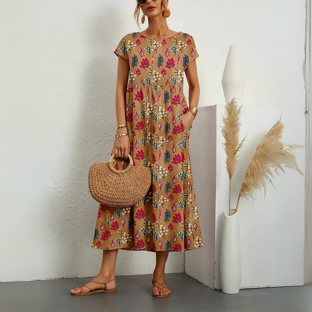 Manon - Boho Midi Jurk Bloemenprint Dames
