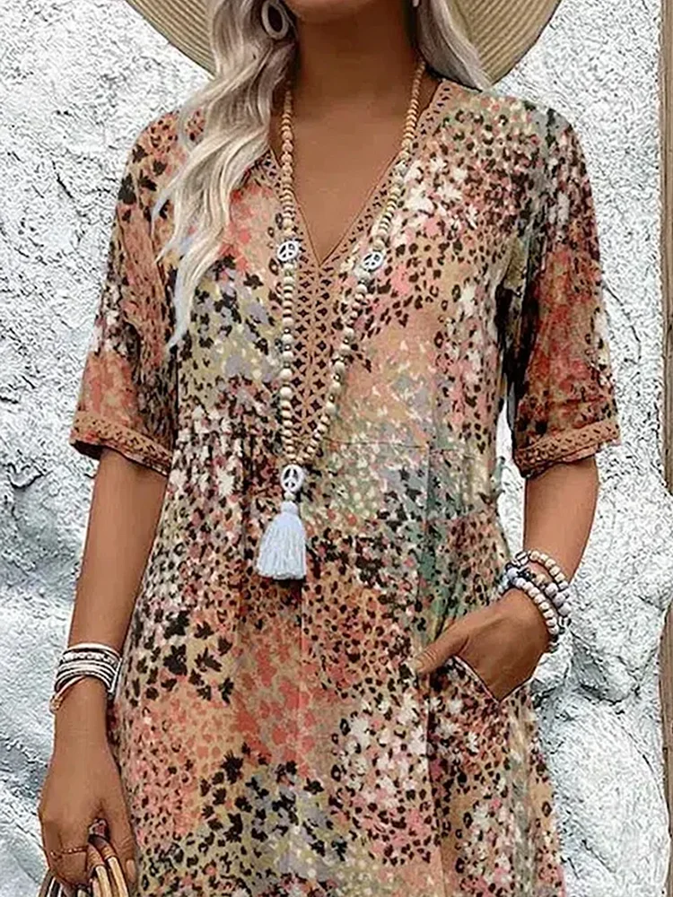 Midi Jurk Dames Boho Vrouwelijk - Lieke
