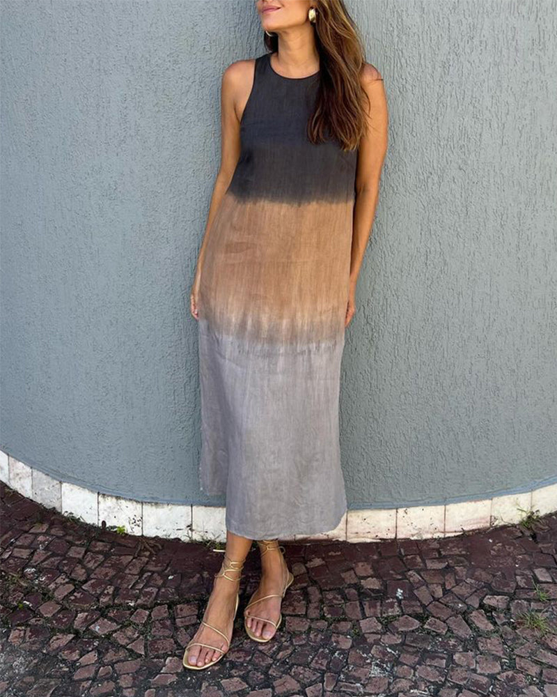 Tessa - Elegante Mouwloze Linnen Midi Jurk