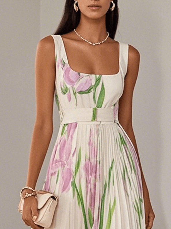 Lily | Geplooide Maxi Jurk Dames Met Bloemenprint