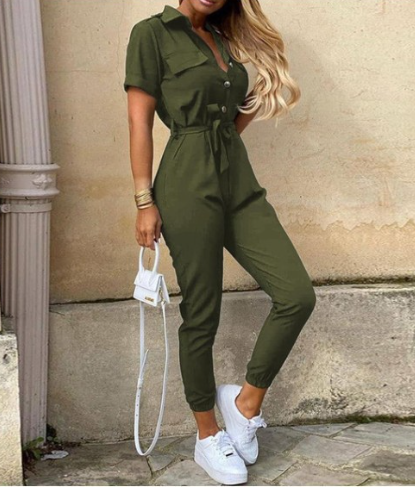 VelaVie - Cargo Jumpsuit met Stoere Look en Comfortabele Fit