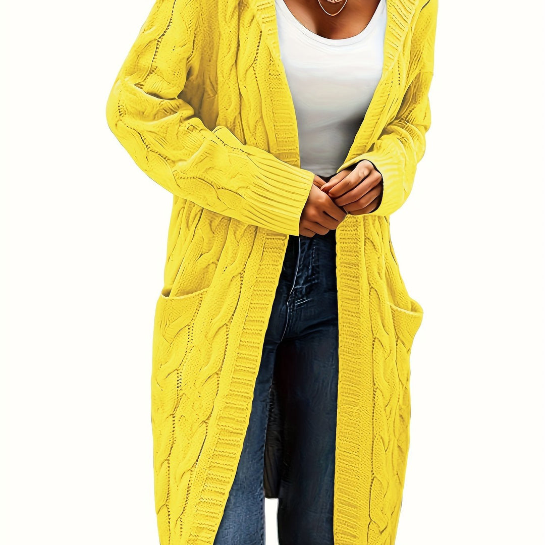 Rachel - Elegant Lang Kabelgebreid Vest