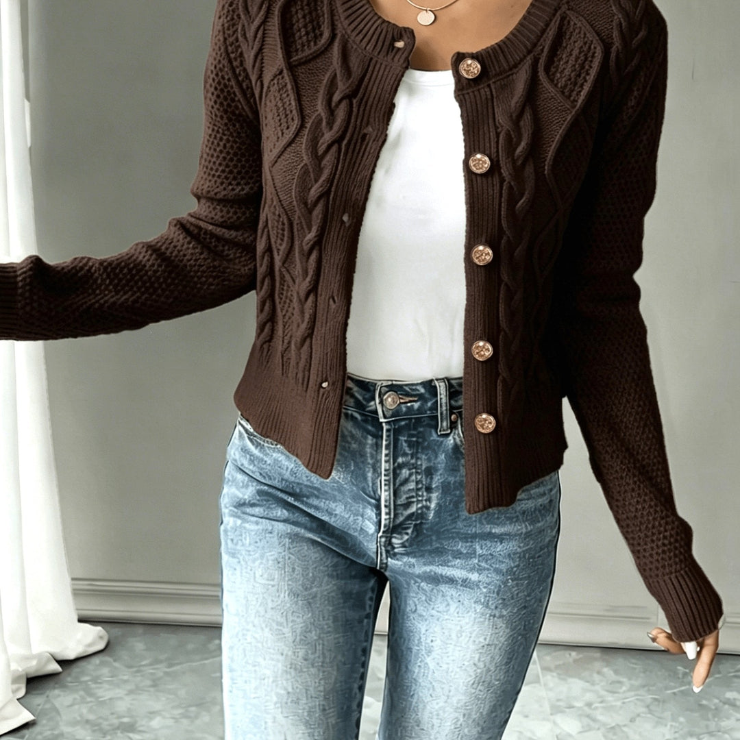 Marianne - Elegant Kabelgebreid Knopen Vest