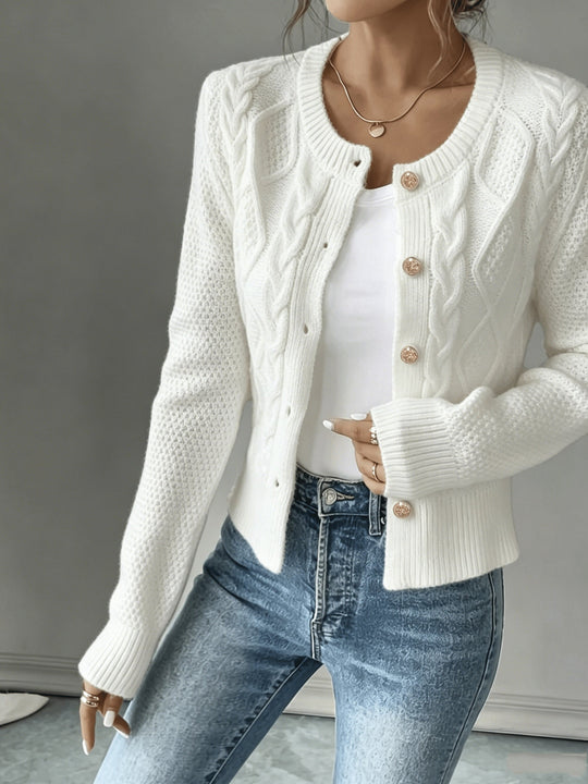Marianne - Elegant Kabelgebreid Knopen Vest