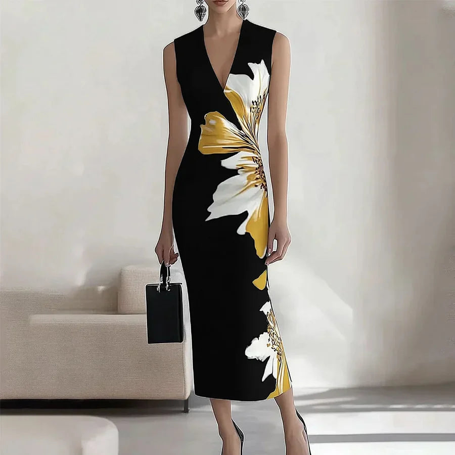 Bodycon Jurk Dames Bloemen Mouwloos - Mila