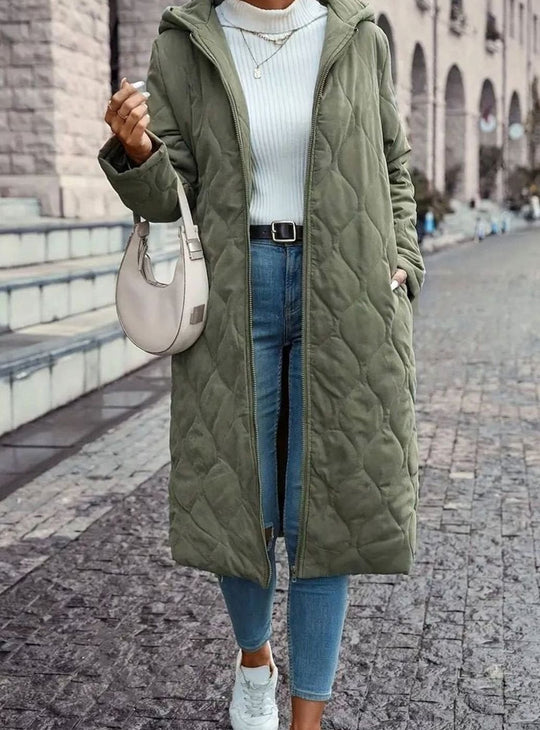 Sharon - Elegante Lange Gewatteerde Winterjas