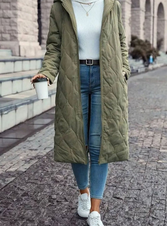 Sharon - Elegante Lange Gewatteerde Winterjas
