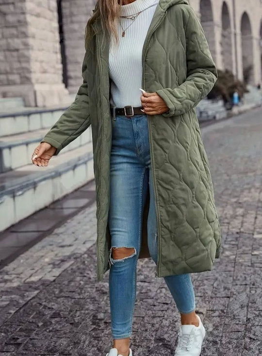 Sharon - Elegante Lange Gewatteerde Winterjas