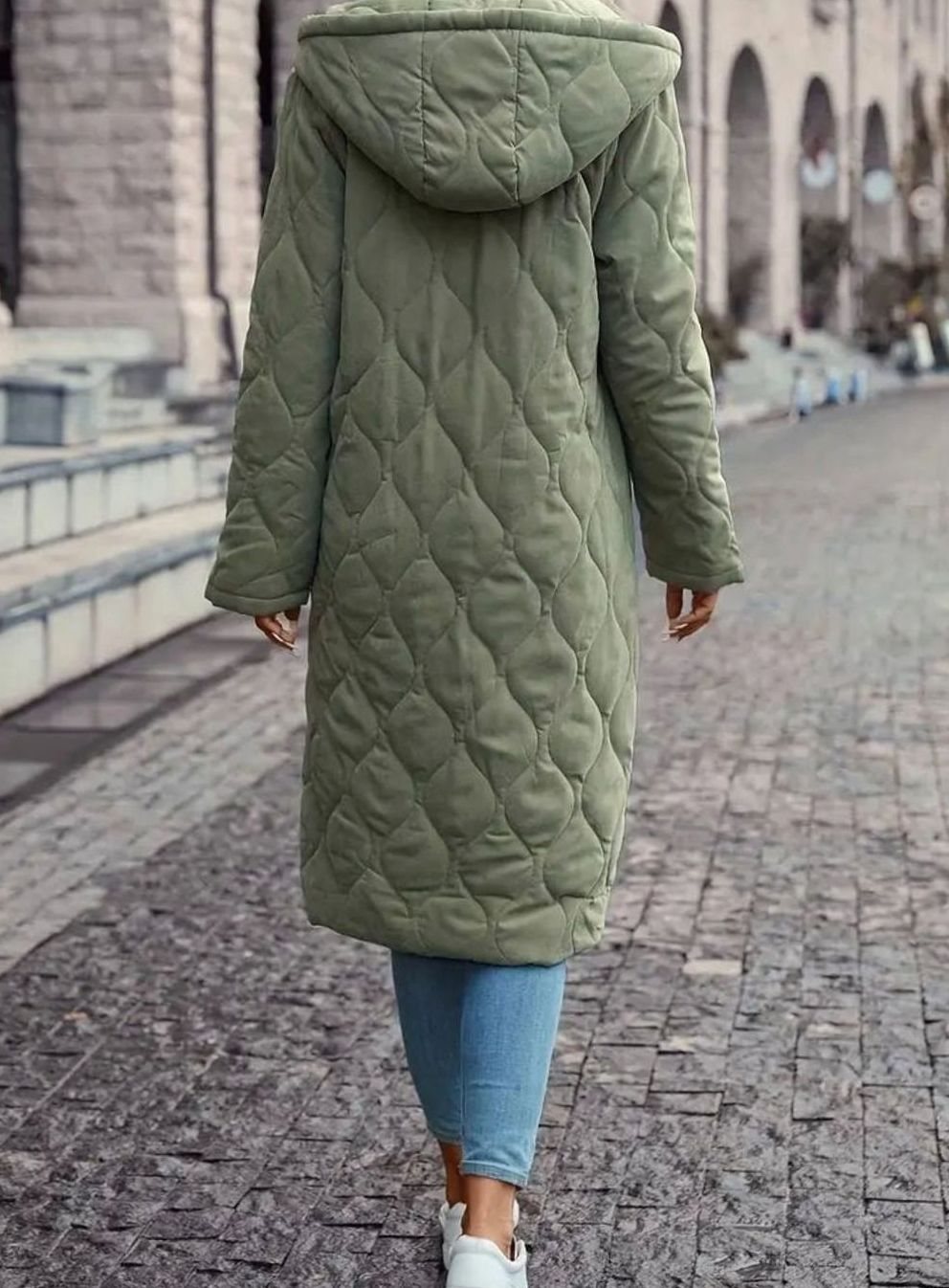 Sharon - Elegante Lange Gewatteerde Winterjas