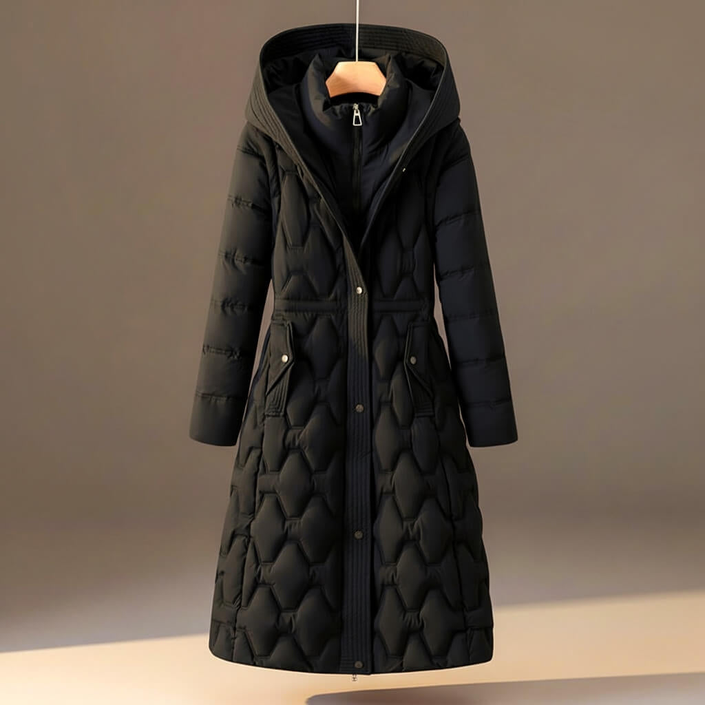 Rebecca - Elegante Lange Gewatteerde Winterjas