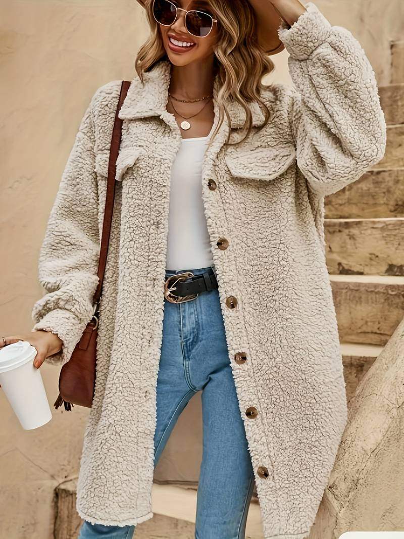 Caroline - Elegante Lange Teddy Winterjas