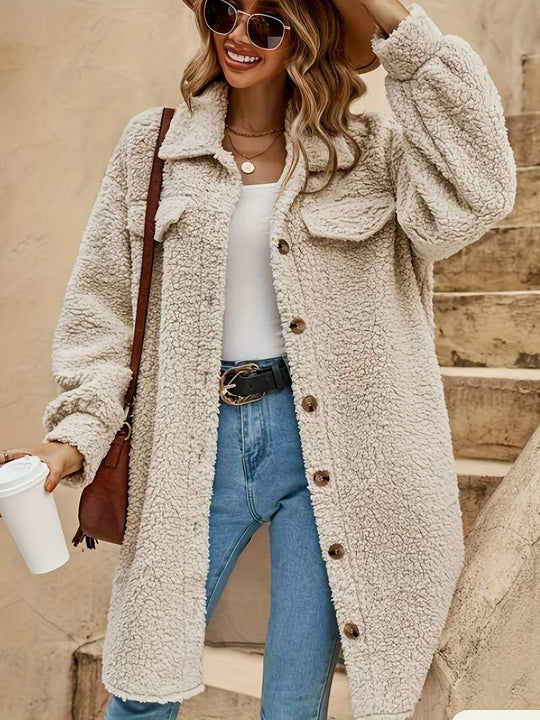 Caroline - Elegante Lange Teddy Winterjas