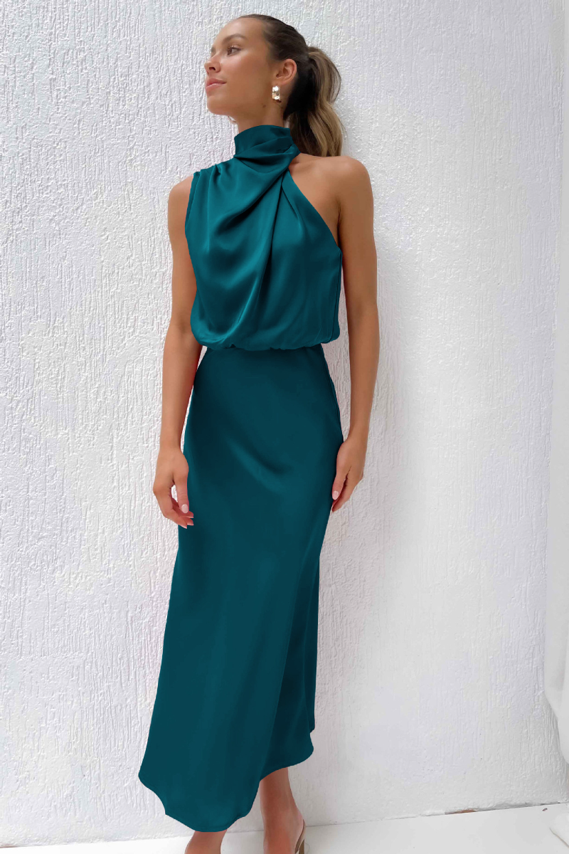 Satijnen Halterjurk Dames Elegant - Grace
