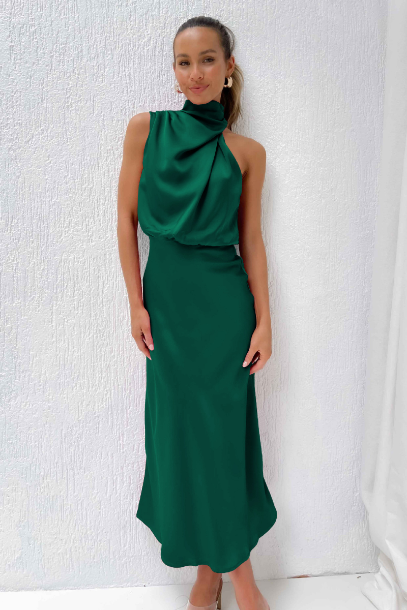 Satijnen Halterjurk Dames Elegant - Grace