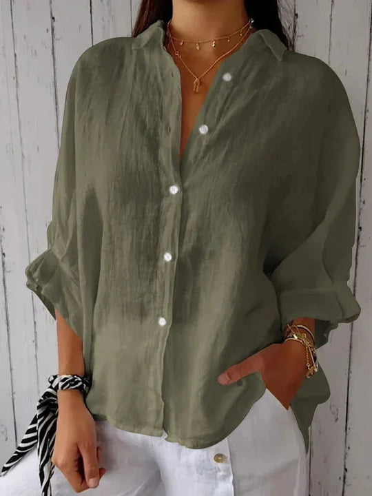 Elena - Luchtige Linnen Blouse Knoopsluiting Dames
