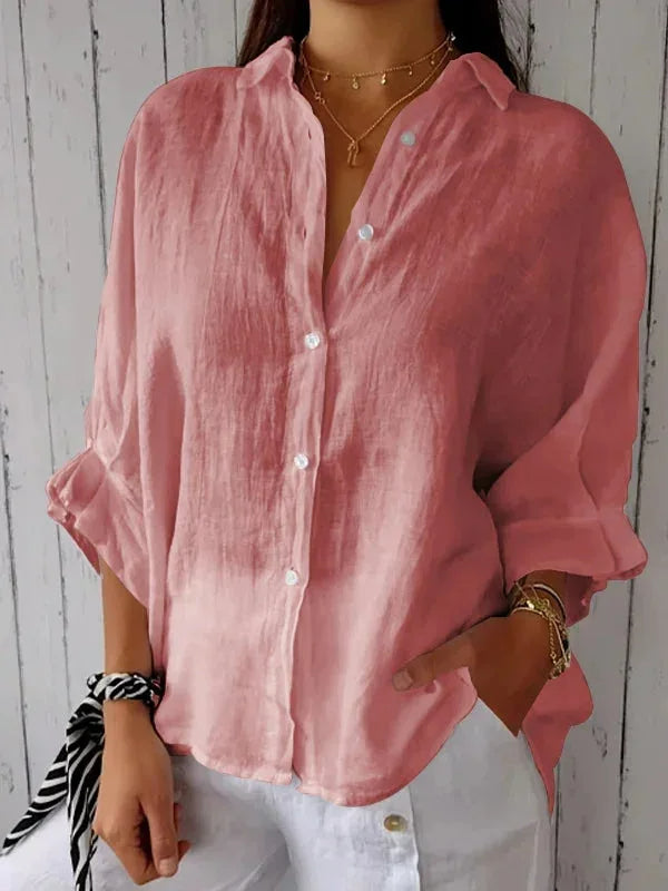 Elena - Luchtige Linnen Blouse Knoopsluiting Dames