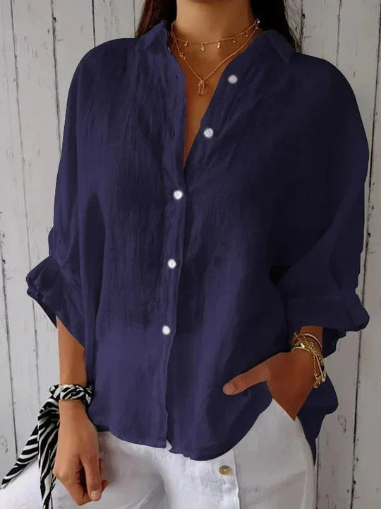Elena - Luchtige Linnen Blouse Knoopsluiting Dames