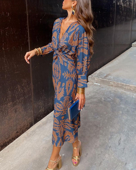 Elegante Midi Jurk Dames Met Bloemenprint - Maud