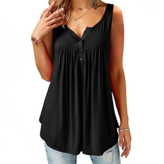Laura - Zomerse Mouwloze Tanktop met Knopjes Dames