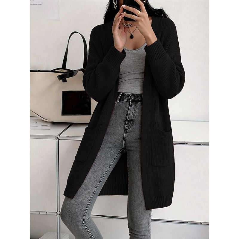 Christine - Elegant Lang Grofgebreid Vest