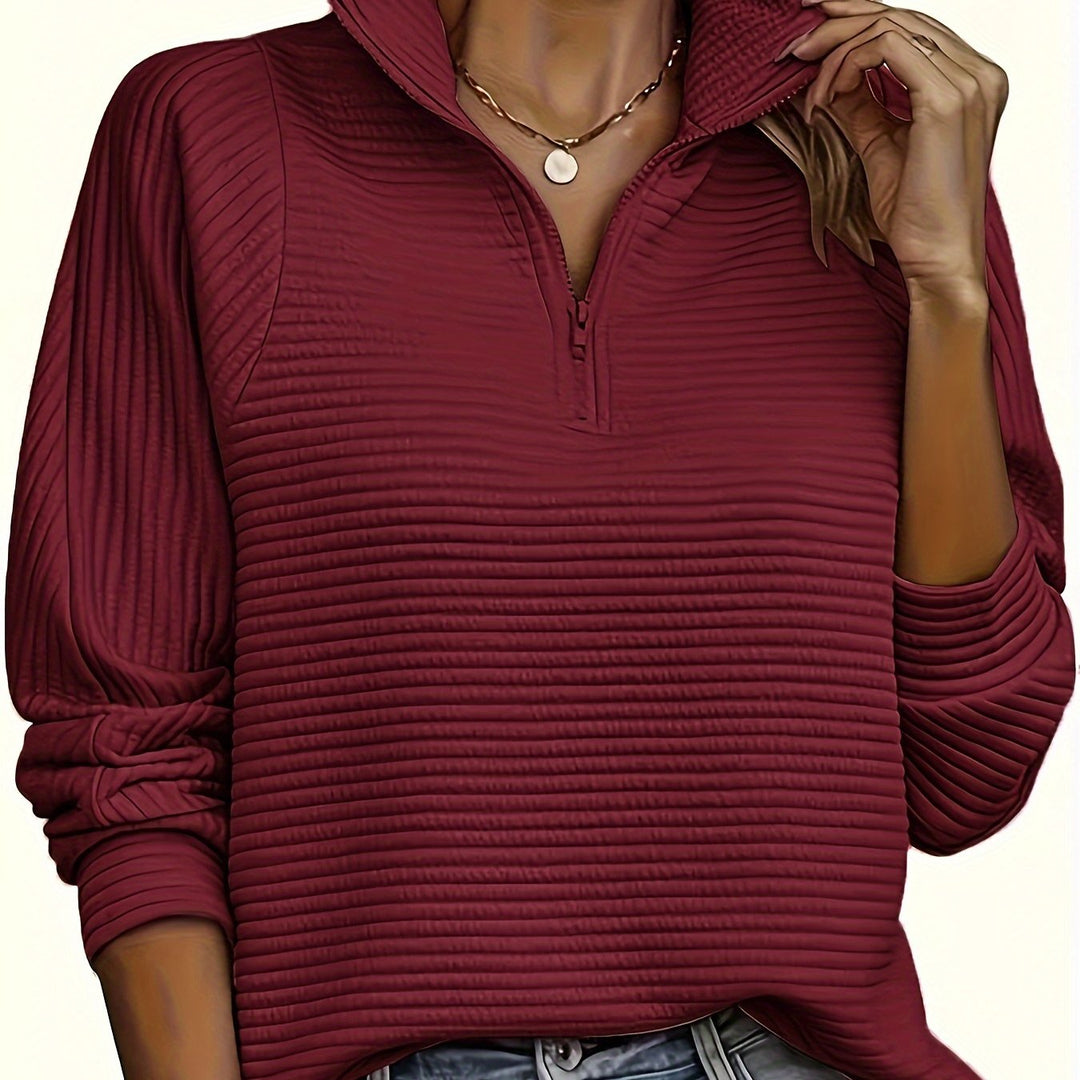 Michelle - Stijlvolle Ribgebreide Kraag Sweater
