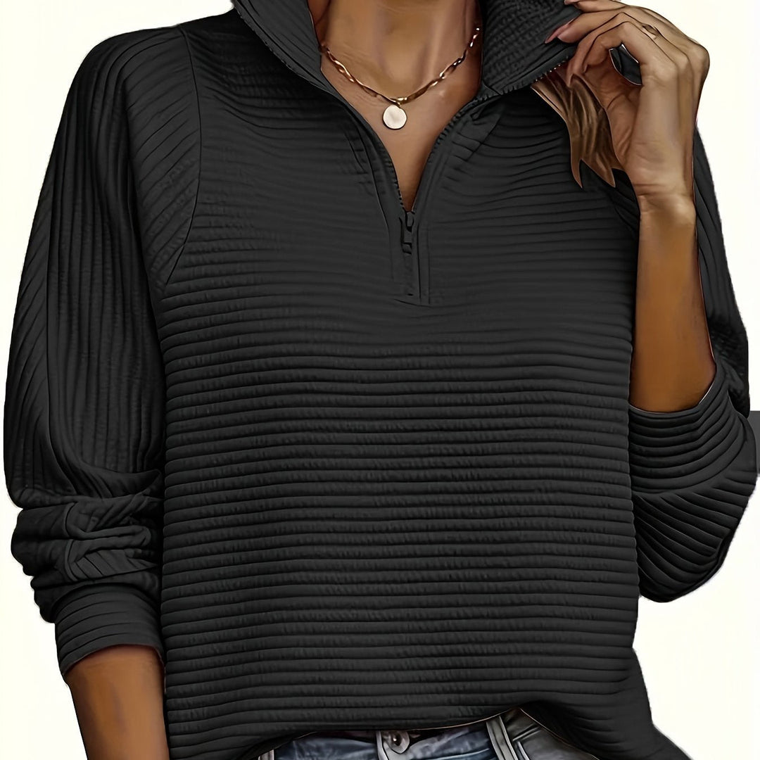 Michelle - Stijlvolle Ribgebreide Kraag Sweater