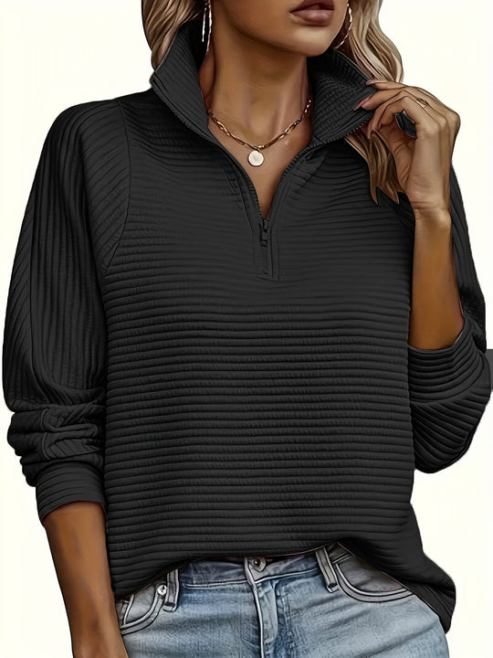 Michelle - Stijlvolle Ribgebreide Kraag Sweater