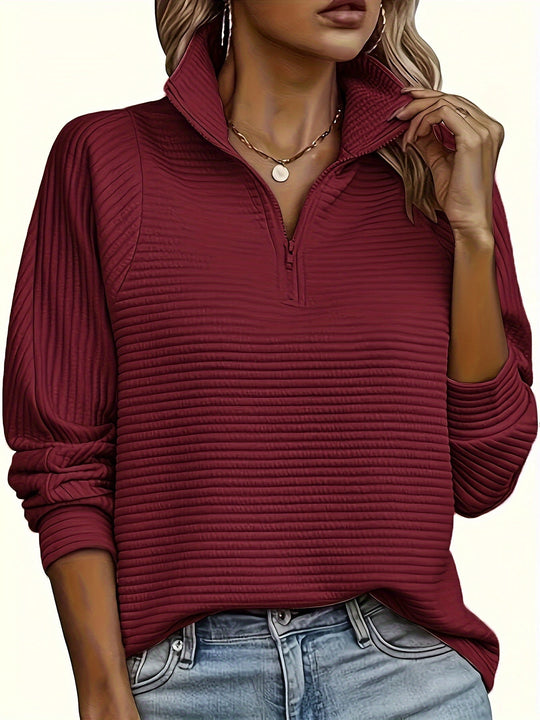 Michelle - Stijlvolle Ribgebreide Kraag Sweater