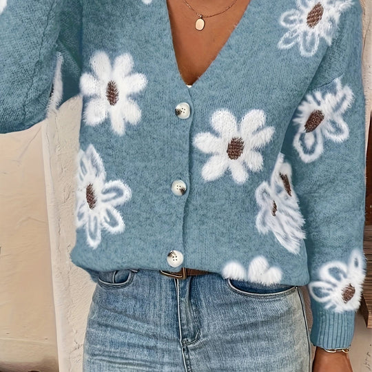 Laura - Elegant Vintage Gebreid Bloemen Vest