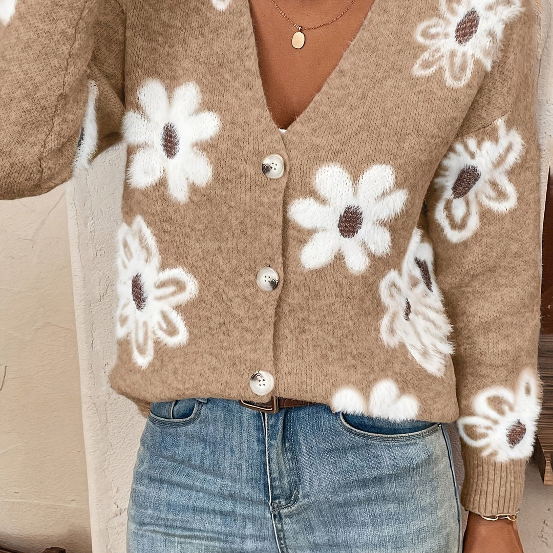 Laura - Elegant Vintage Gebreid Bloemen Vest