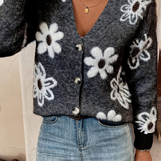 Laura - Elegant Vintage Gebreid Bloemen Vest