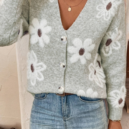 Laura - Elegant Vintage Gebreid Bloemen Vest