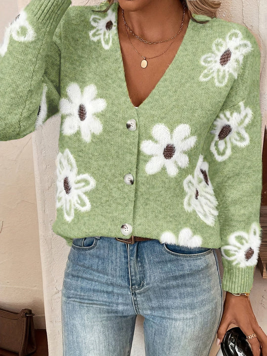 Laura - Elegant Vintage Gebreid Bloemen Vest