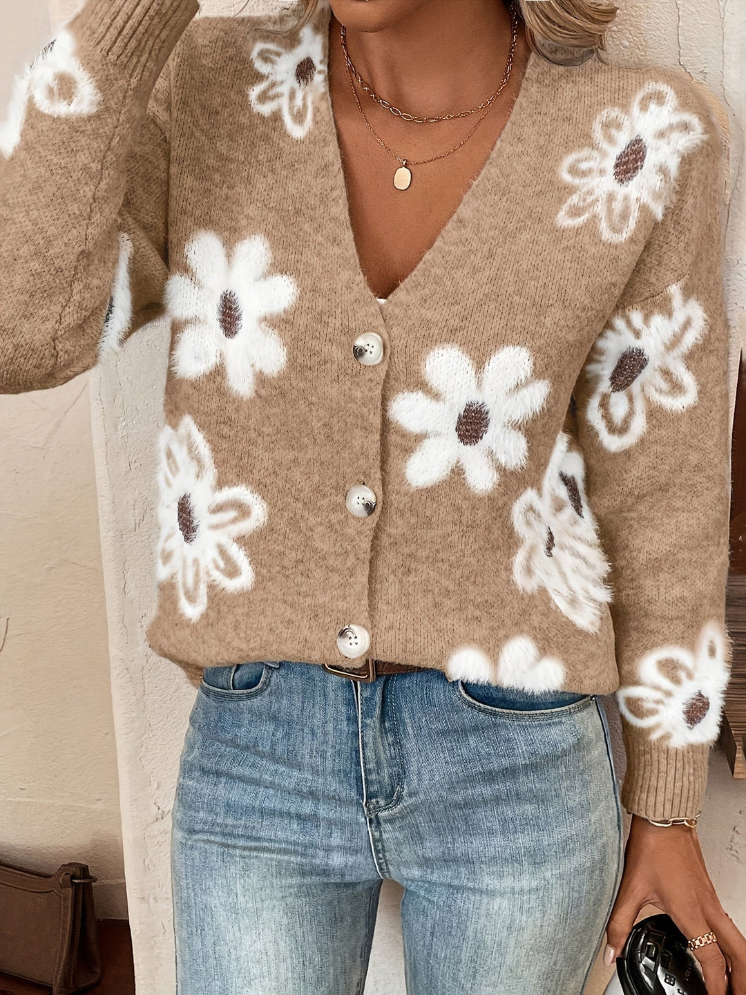 Laura - Elegant Vintage Gebreid Bloemen Vest