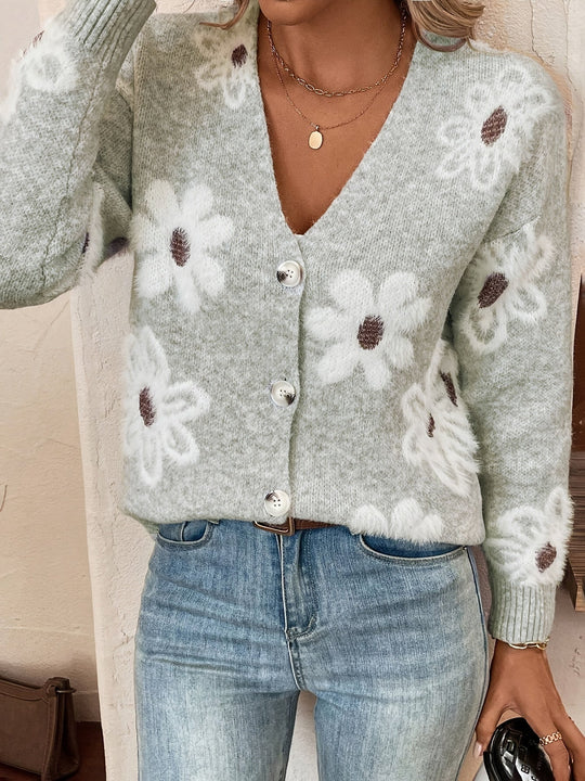 Laura - Elegant Vintage Gebreid Bloemen Vest