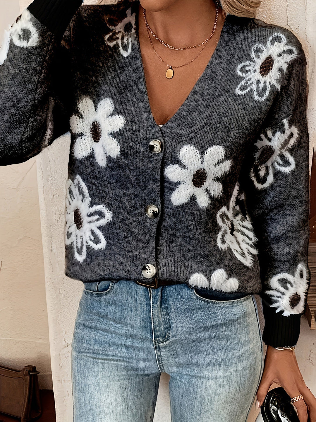 Laura - Elegant Vintage Gebreid Bloemen Vest