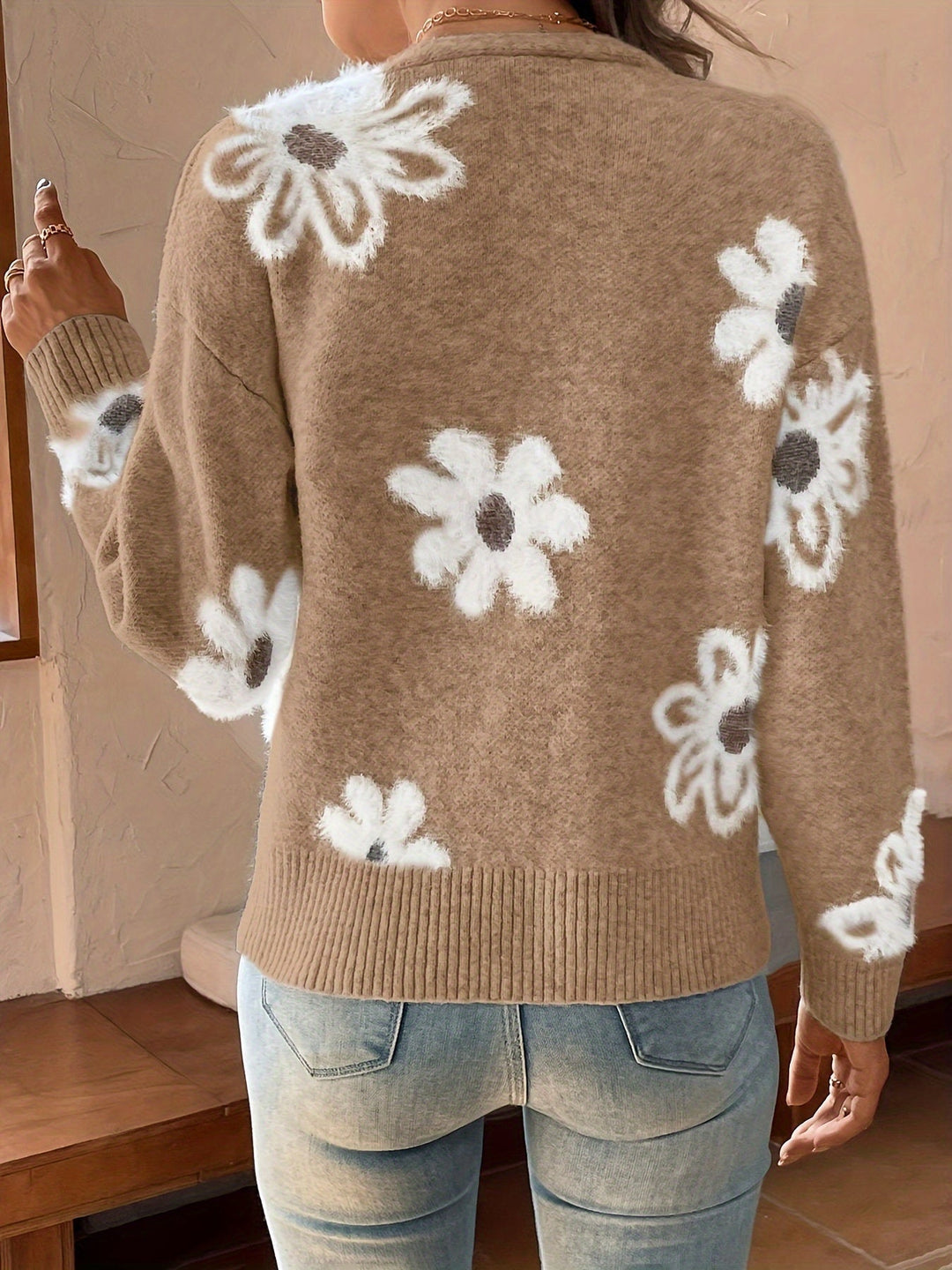 Laura - Elegant Vintage Gebreid Bloemen Vest