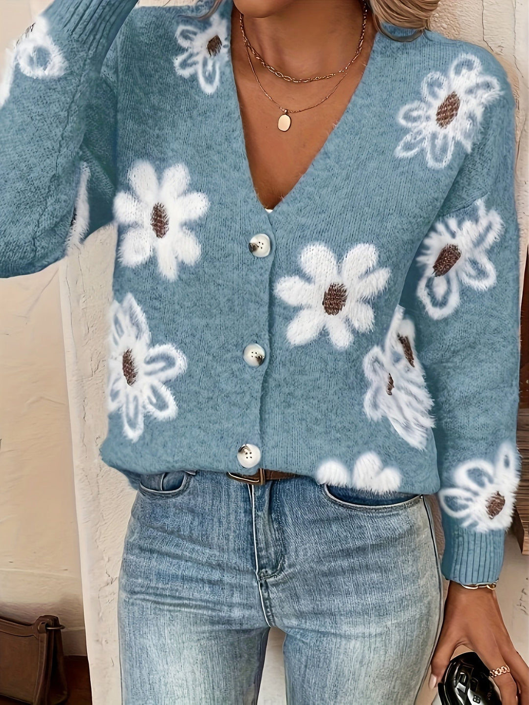 Laura - Elegant Vintage Gebreid Bloemen Vest