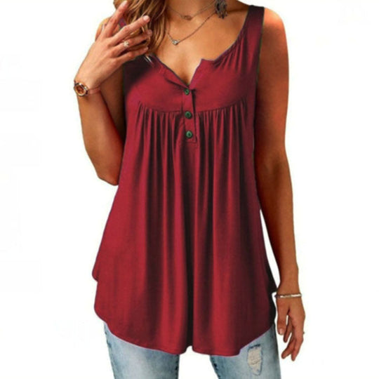 Laura - Zomerse Mouwloze Tanktop met Knopjes Dames