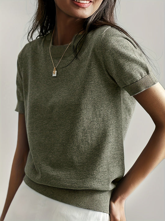 Yvonne - Elegante Gebreide Ronde Hals Top