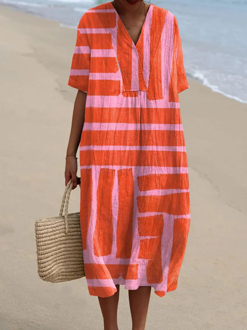 Ingrid - Geruite Mouwloze Midi Jurk Dames