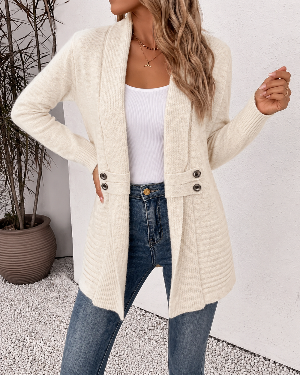 Andrea - Elegant Lang Gebreid Vest