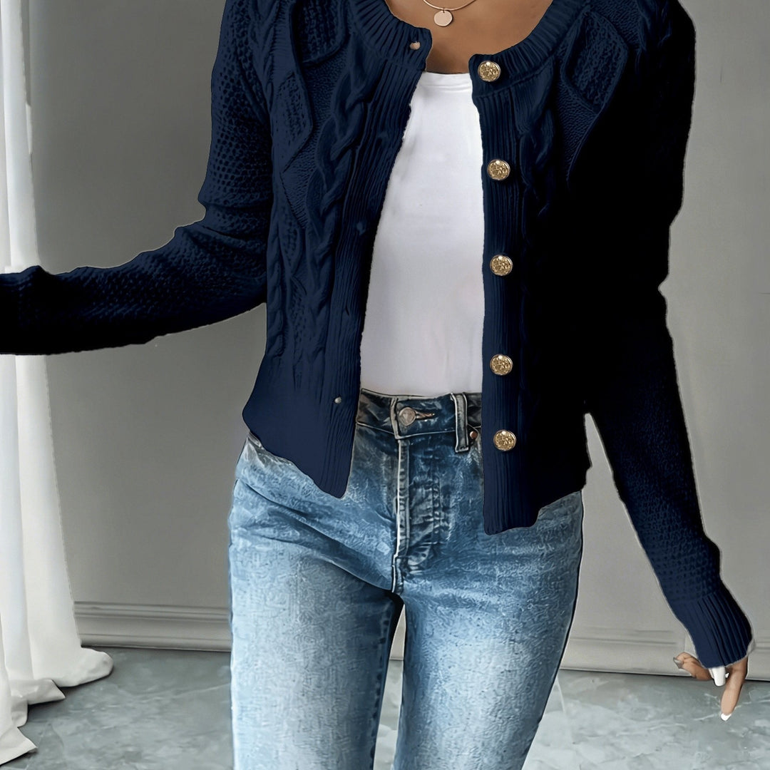 Marianne - Elegant Kabelgebreid Knopen Vest