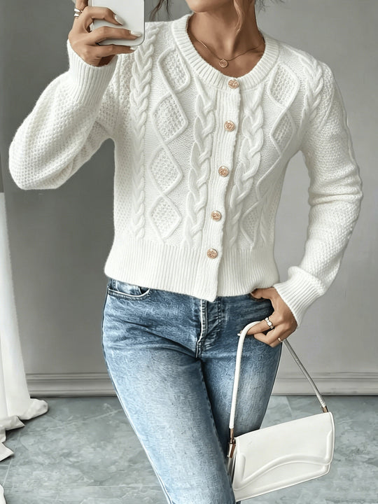 Marianne - Elegant Kabelgebreid Knopen Vest