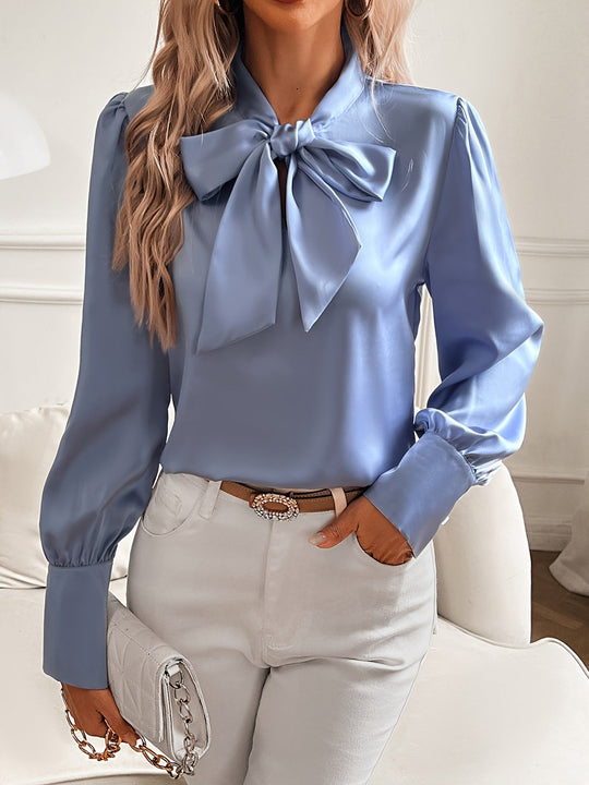 Damesblouse Met Strik Hals En Elegante Mouwen - Zara