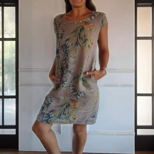 Linnen Tuniek Jurk Dames Botanisch - Livia
