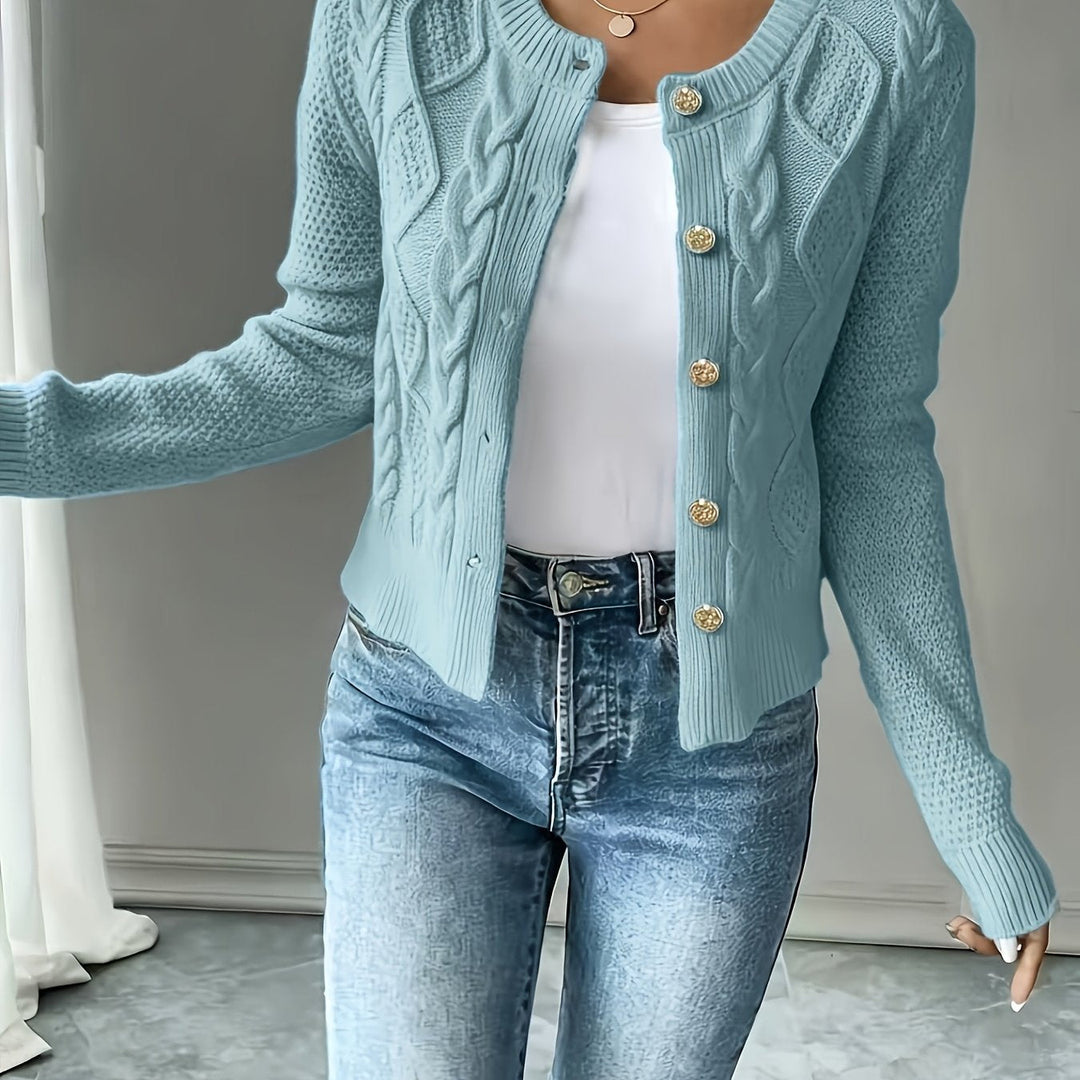 Marianne - Elegant Kabelgebreid Knopen Vest