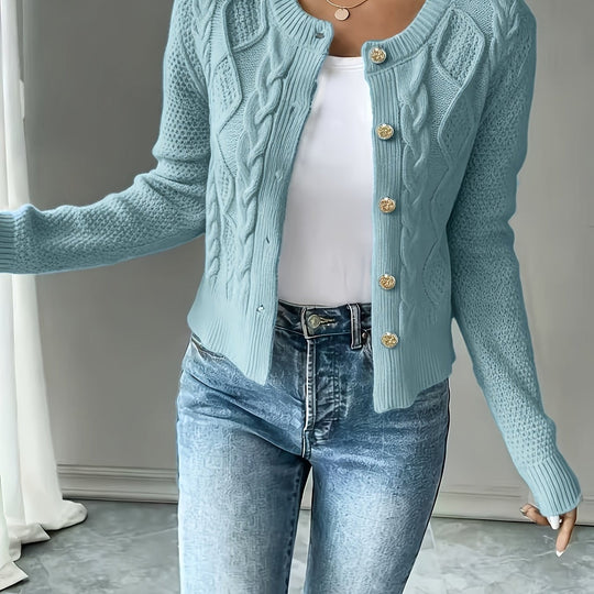 Marianne - Elegant Kabelgebreid Knopen Vest