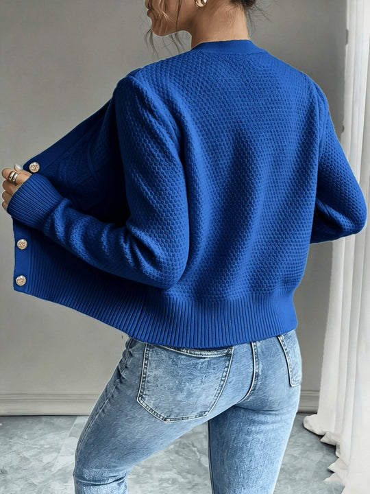 Marianne - Elegant Kabelgebreid Knopen Vest