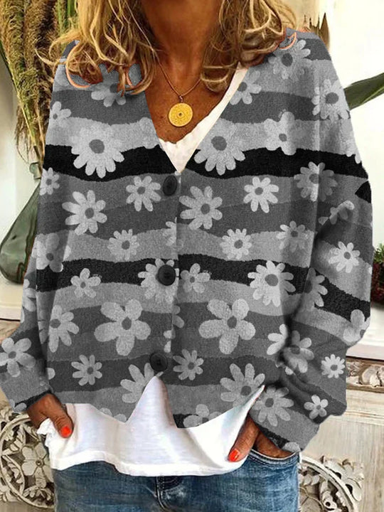 Emma - Dames Vintage Kleurrijke vest Met Knopen